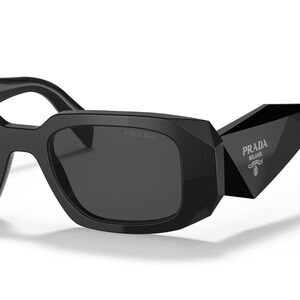 Prada Black Faceted Rectangle Sunglasses